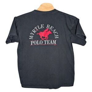Vintage Myrtle Beach Polo Team T Shirt XL Black Tennessee‎ River Gold 1980s USA